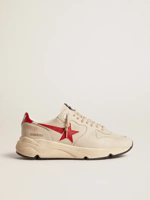 Men’s Running Sole in gray nappa leather with red nappa leather star and heel tab online