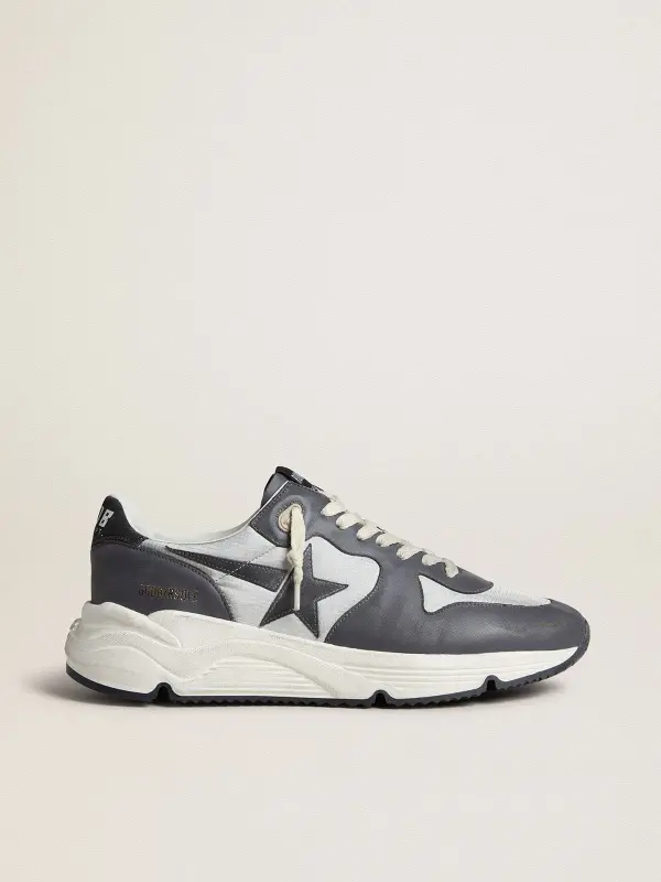 Men’s Running Sole in gray nylon and black nappa leather with a black suede star online
