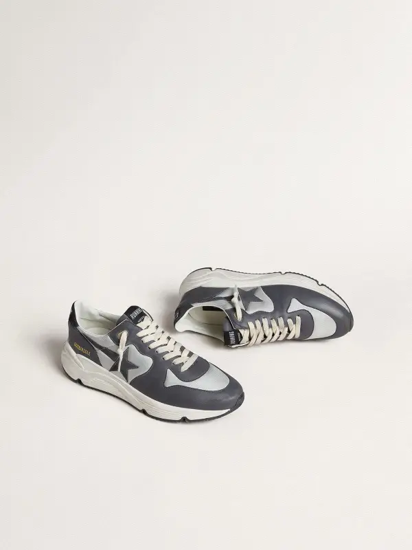 Men’s Running Sole in gray nylon and black nappa leather with a black suede star online