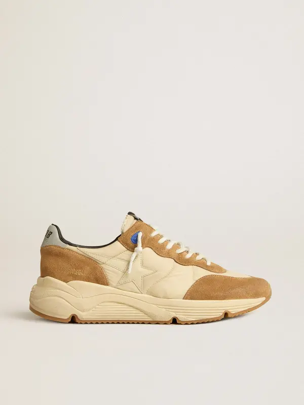 Men’s Running Sole in ivory nylon and tobacco suede online