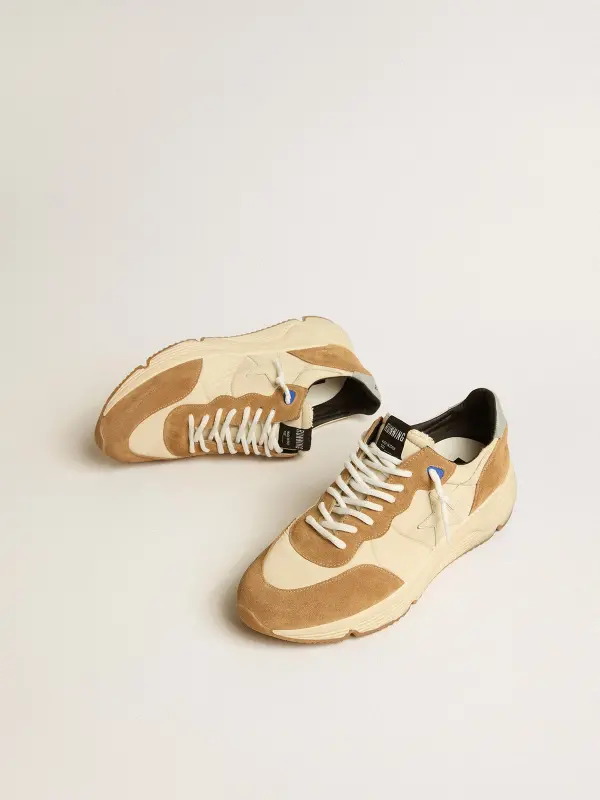 Men’s Running Sole in ivory nylon and tobacco suede online