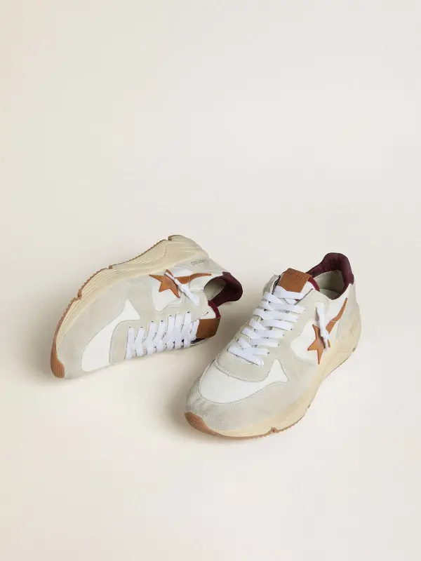 Men’s Running Sole in nylon and suede with brown leather star and burgundy leather heel tab online