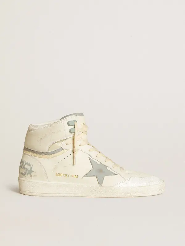 Men’s Sky-Star in leather with light blue leather star and white heel tab online