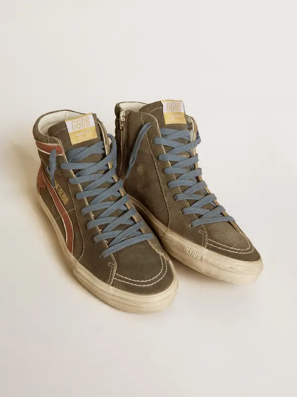 Men’s Slide in gray suede with brown nubuck star and flash online