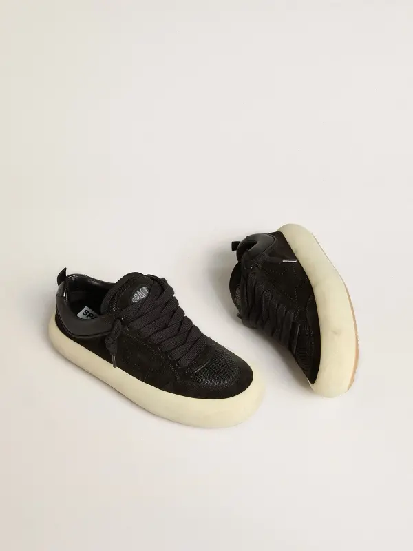 Men’s Space-Star Cube in black suede with perforated star online