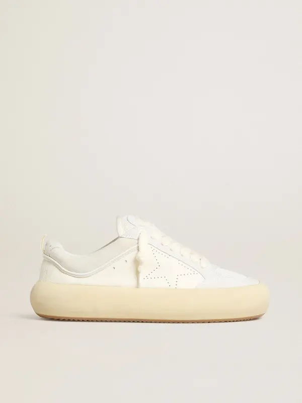 Men’s Space-Star Cube in white leather with perforated star online