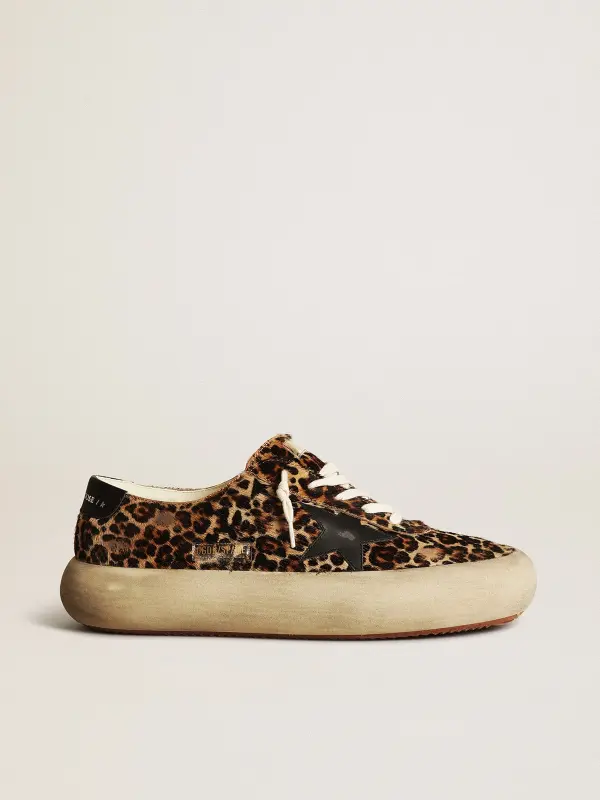 Men’s Space-Star in leopard print pony skin with black star and heel online
