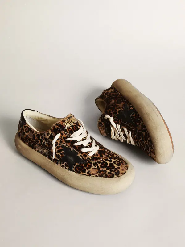 Men’s Space-Star in leopard print pony skin with black star and heel online