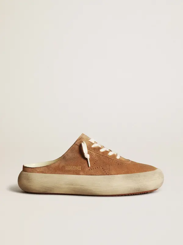 Men’s Space-Star Sabots in tobacco suede with perforated star online