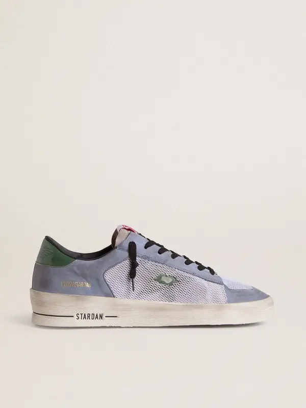Men’s Stardan in powder-blue suede with green leather star and heel tab online