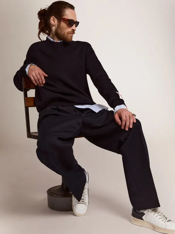 Men’s Stardan with star in ice-gray suede and blu-navy heel tab online