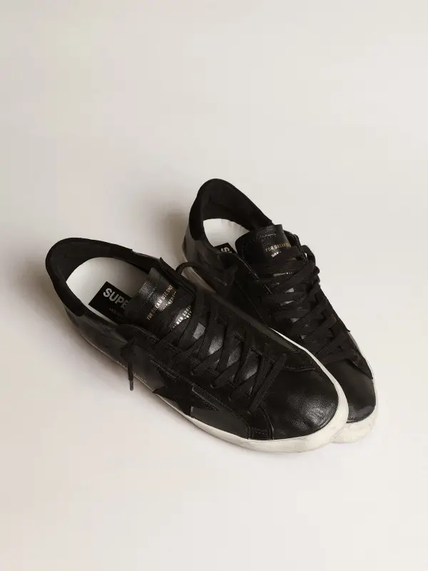 Men’s Super-Star in black nappa with black suede star and heel tab online