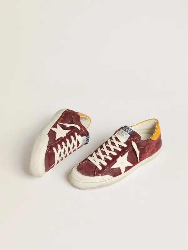Men’s Super-Star in brick-red suede with white leather star and animal-print heel tab online