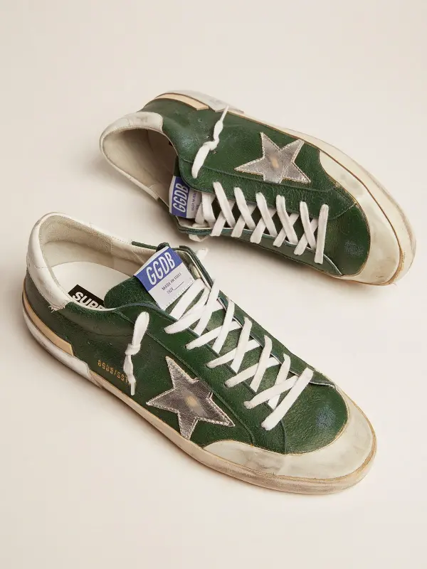 Men’s Super-Star in green leather and multifoxing online