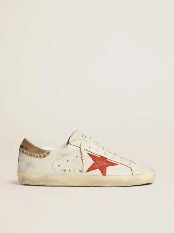 Men’s Super-Star LTD in nappa leather with orange leather star and tobacco suede heel tab online