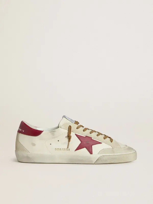 Men’s Super-Star with red leather star and beige suede inserts online