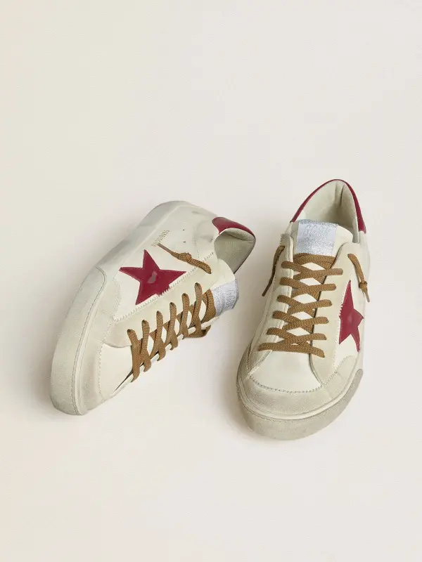 Men’s Super-Star with red leather star and beige suede inserts online