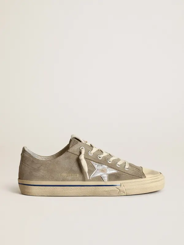 Men’s V-Star in dove-gray suede with silver metallic leather star online