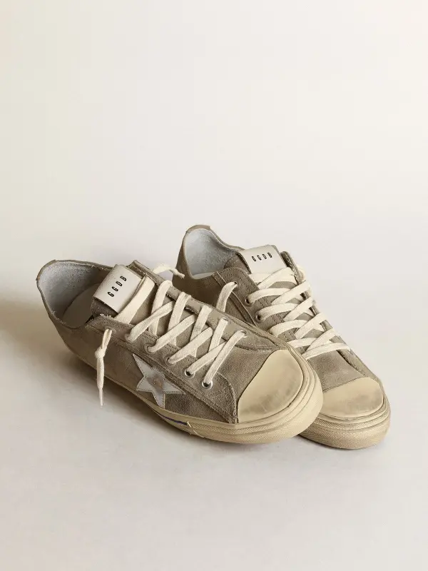Men’s V-Star in dove-gray suede with silver metallic leather star online