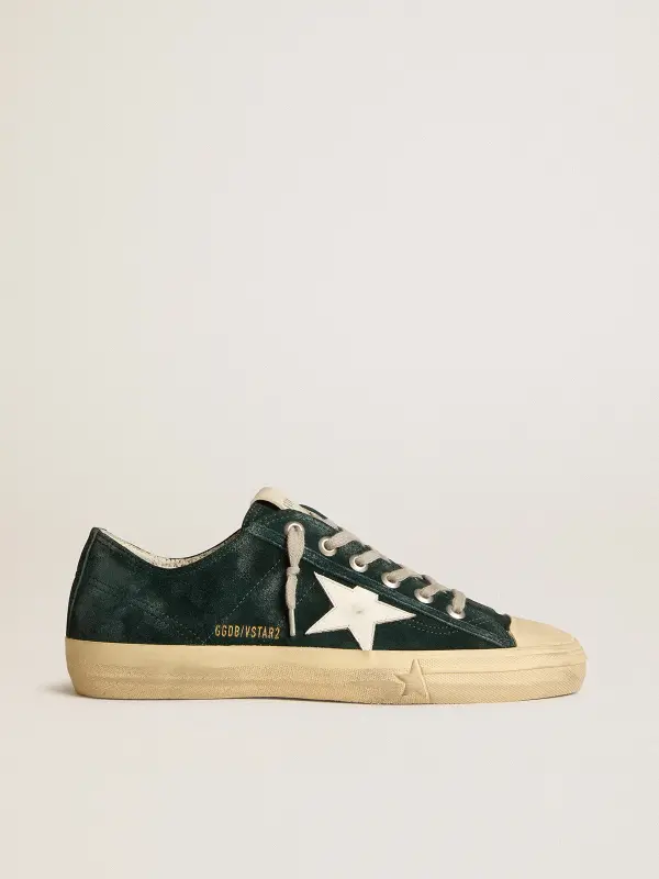 Men’s V-Star in forest-green suede with white leather star online