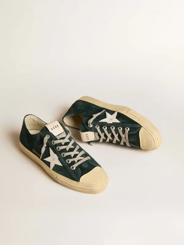 Men’s V-Star in forest-green suede with white leather star online