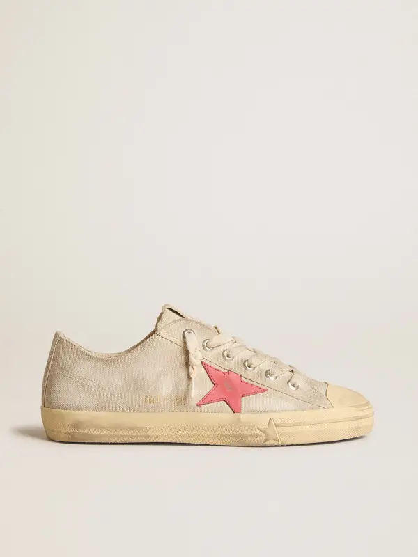 Men’s V-Star in light gray canvas with a red leather star online