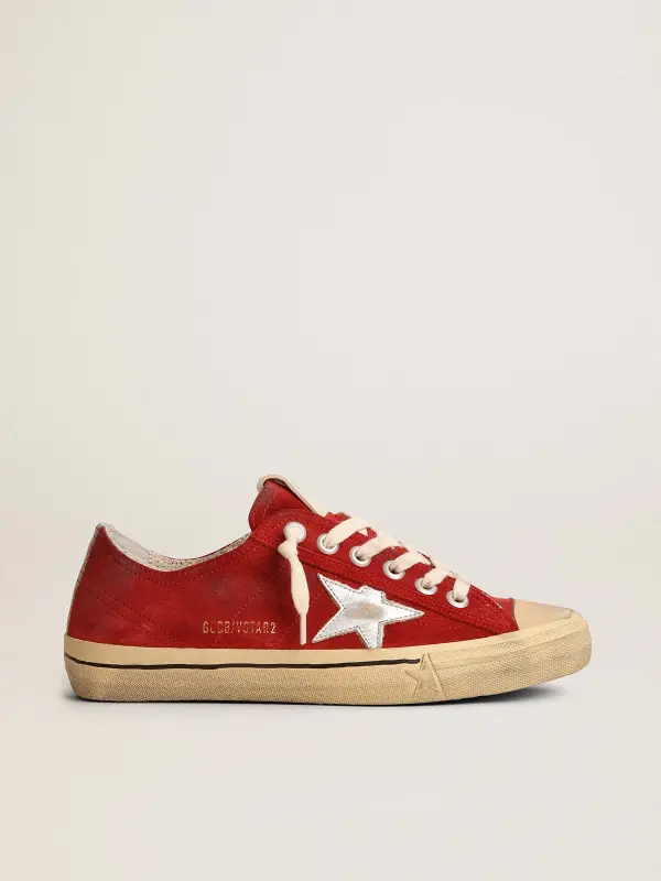 Men’s V-Star LTD in dark red suede with silver star and heel tab online