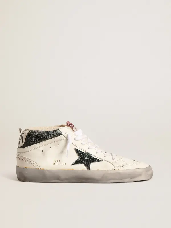 Mid Star with green metallic leather star and white flash online