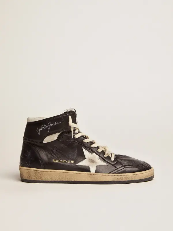 Sky-Star in black nappa leather with white leather star online