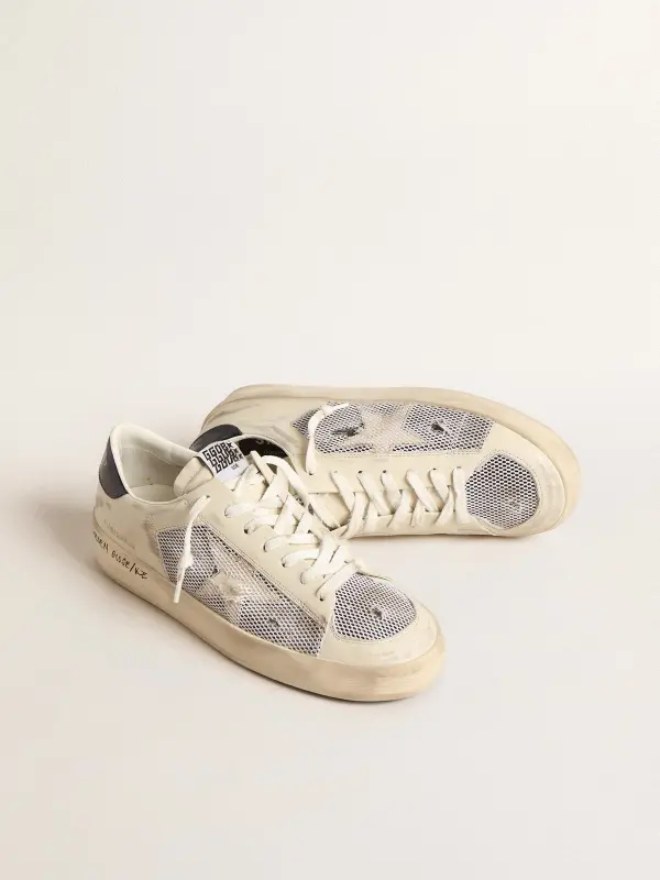 Stardan in white leather and mesh with white leather star online