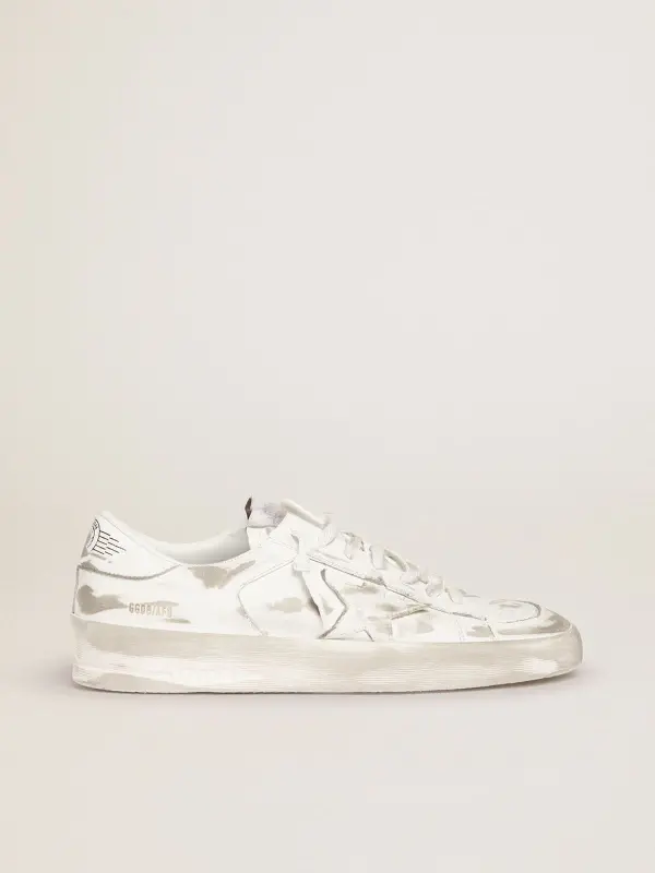Stardan in white leather with white leather star and heel tab online