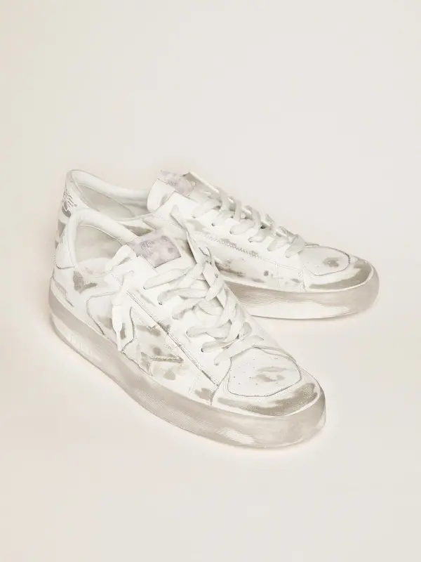 Stardan in white leather with white leather star and heel tab online