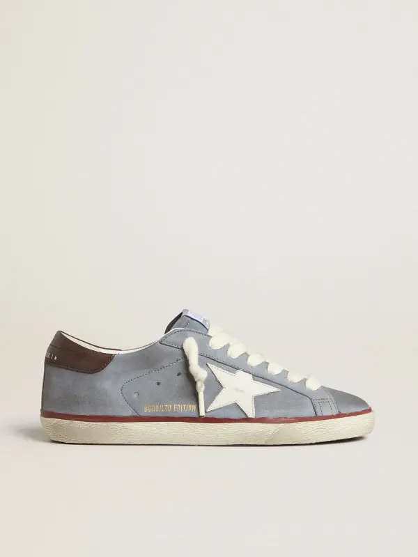 Super-Star LTD in light blue nubuck leather with white leather star and brown leather heel tab online