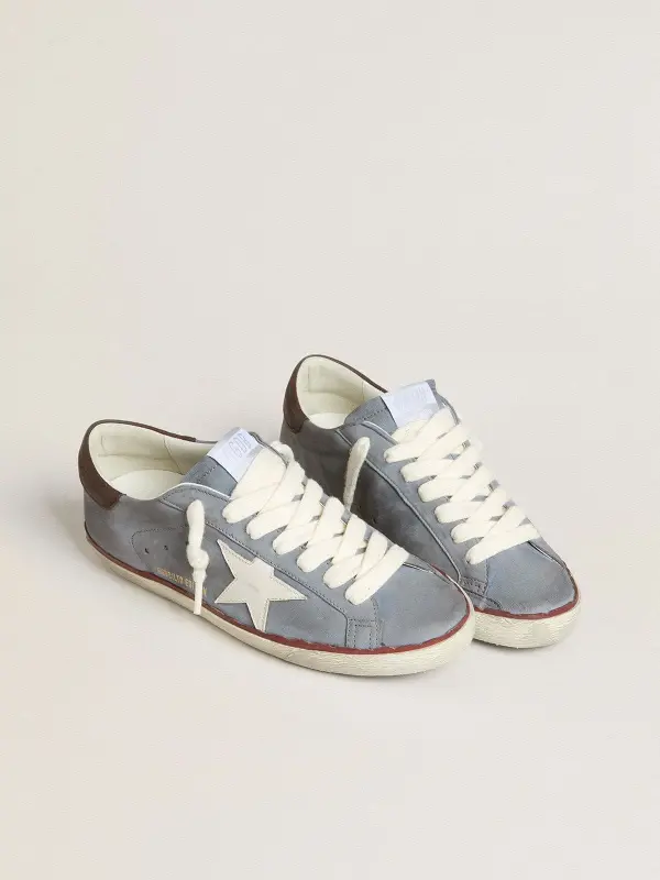 Super-Star LTD in light blue nubuck leather with white leather star and brown leather heel tab online