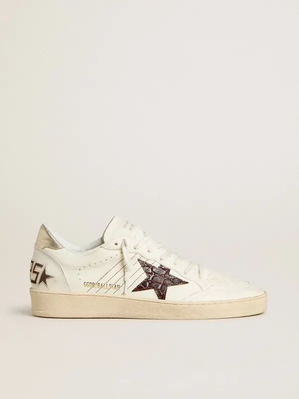 Ball Star with burgundy croc-print leather star and gold heel tab online