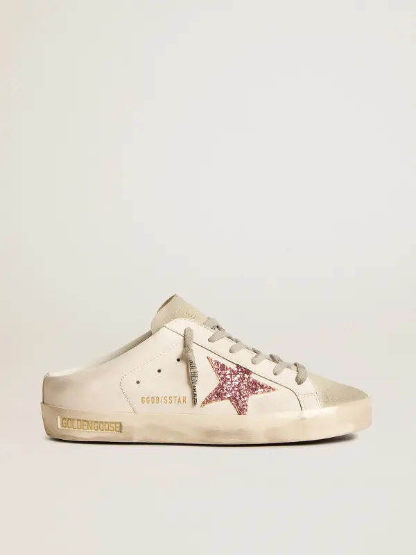 Bio-based Super-Star Sabot with pink glitter star and suede toe online