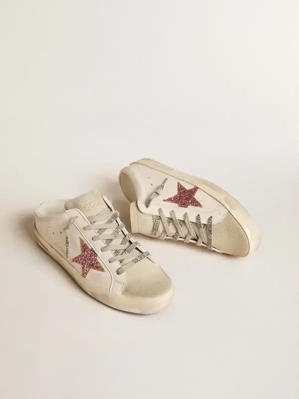 Bio-based Super-Star Sabot with pink glitter star and suede toe online