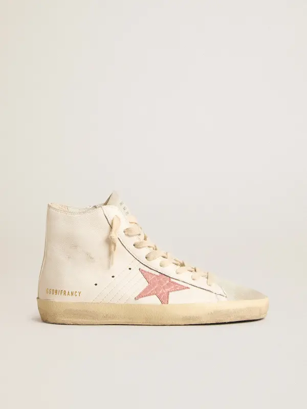 Francy in cream nappa with pink crocodile-print leather star online