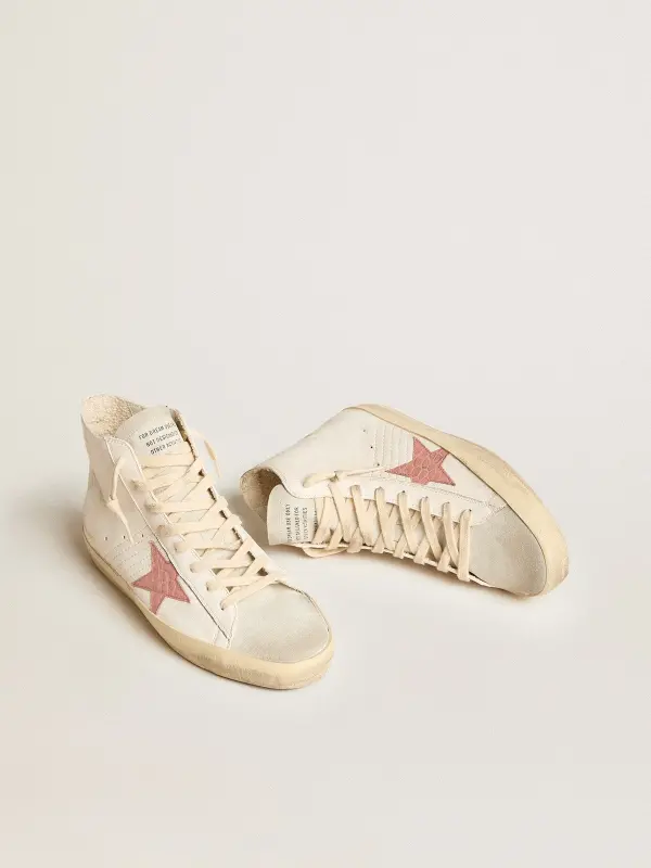 Francy in cream nappa with pink crocodile-print leather star online