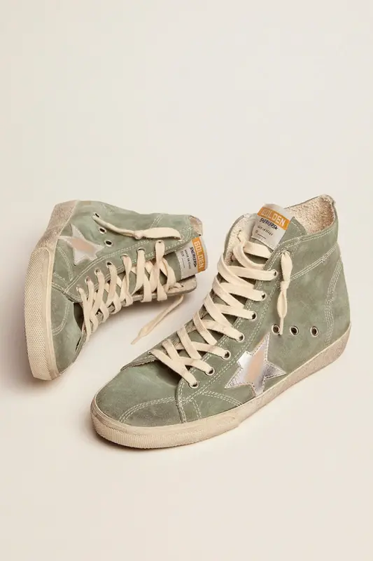 Francy in green suede with silver metallic leather star online