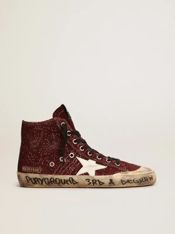 Francy Penstar in burgundy glitter with white leather star online