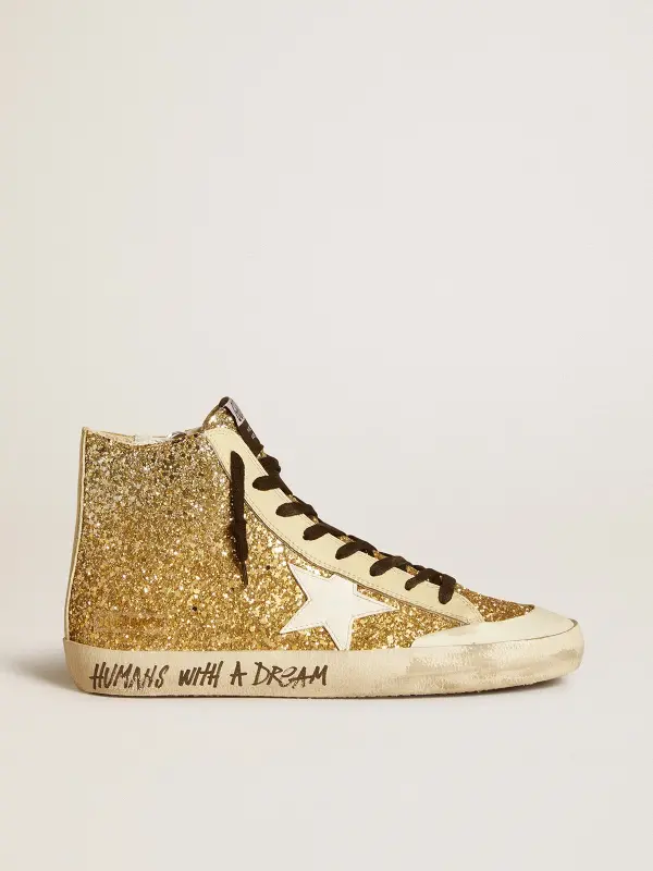 Francy Penstar in gold glitter with white leather star online