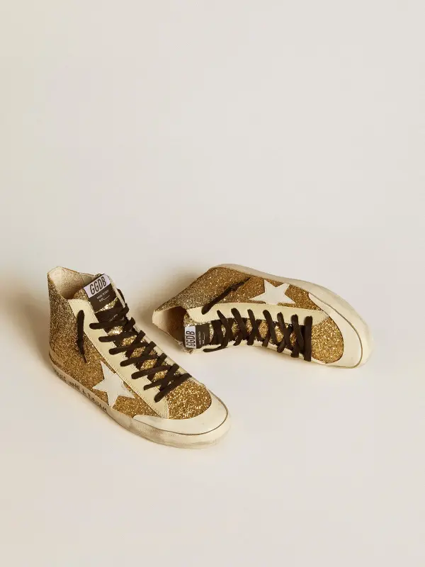 Francy Penstar in gold glitter with white leather star online