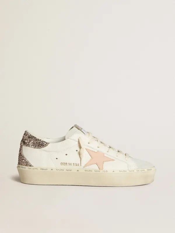 Hi Star in white nappa with pink leather star and glitter heel tab online
