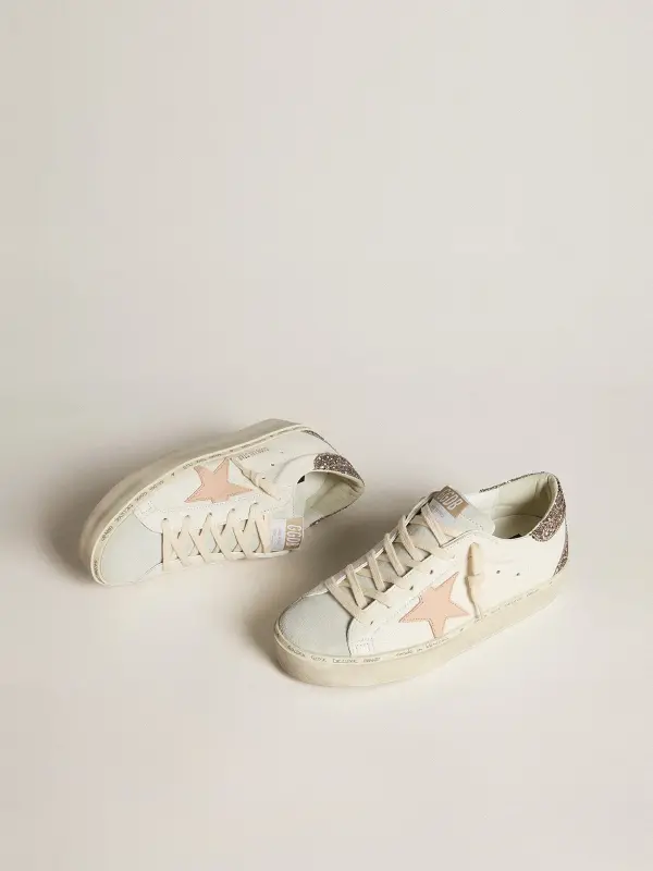 Hi Star in white nappa with pink leather star and glitter heel tab online