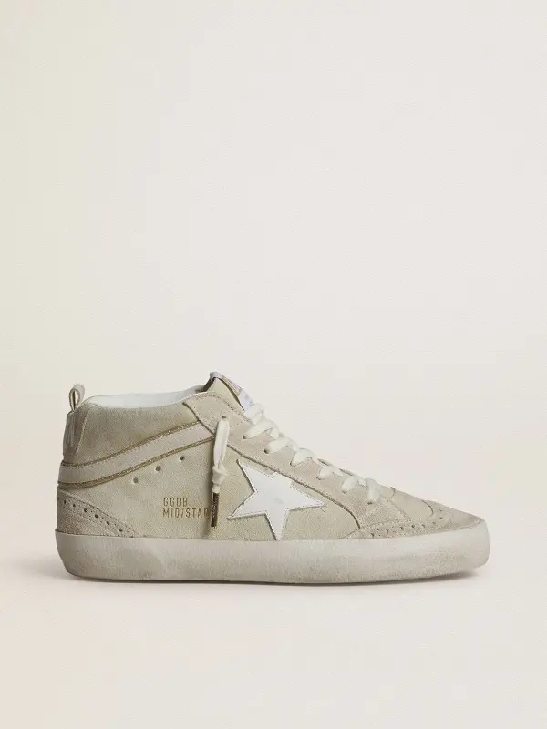 Mid Star in light gray suede with white leather star online