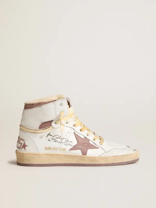 Sky-Star in white leather with pink leather star online