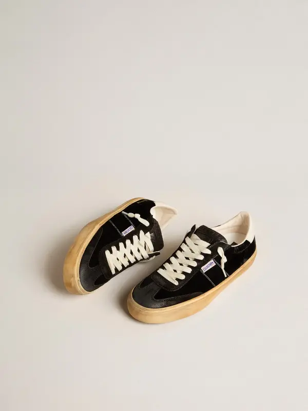 Soul Star in black velvet with white leather heel tab online