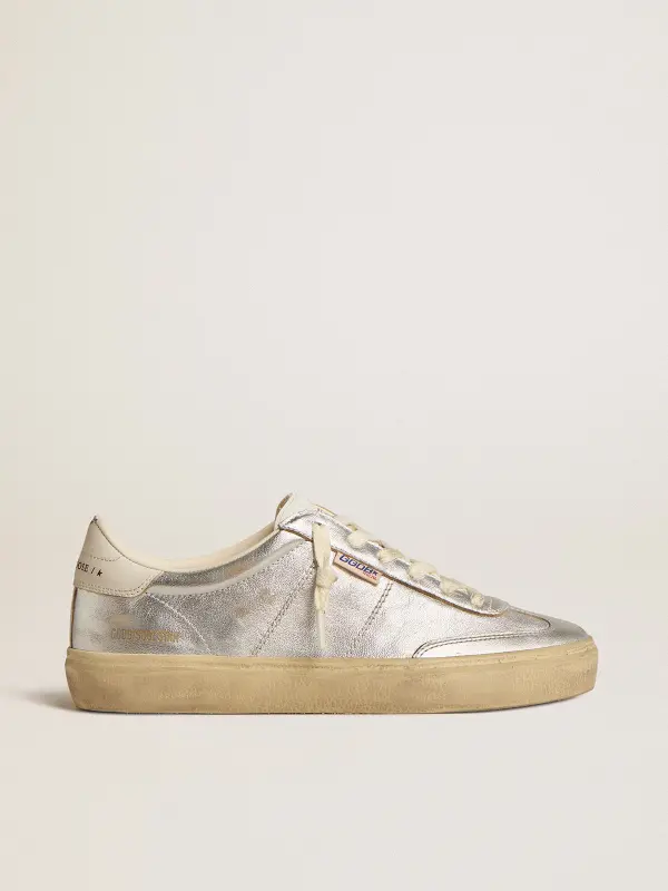 Soul Star in metallic silver leather with white leather heel tab online