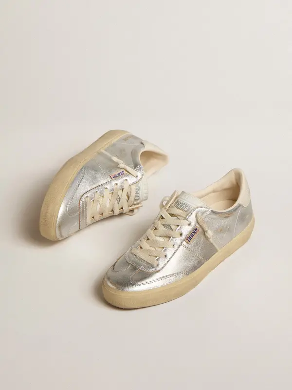 Soul Star in metallic silver leather with white leather heel tab online